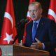 Turkey’s President Recep Tayyip Erdogan delivers a speech to Turkish ambassadors at the Presidential Palace in Turkey on August 13, 2018